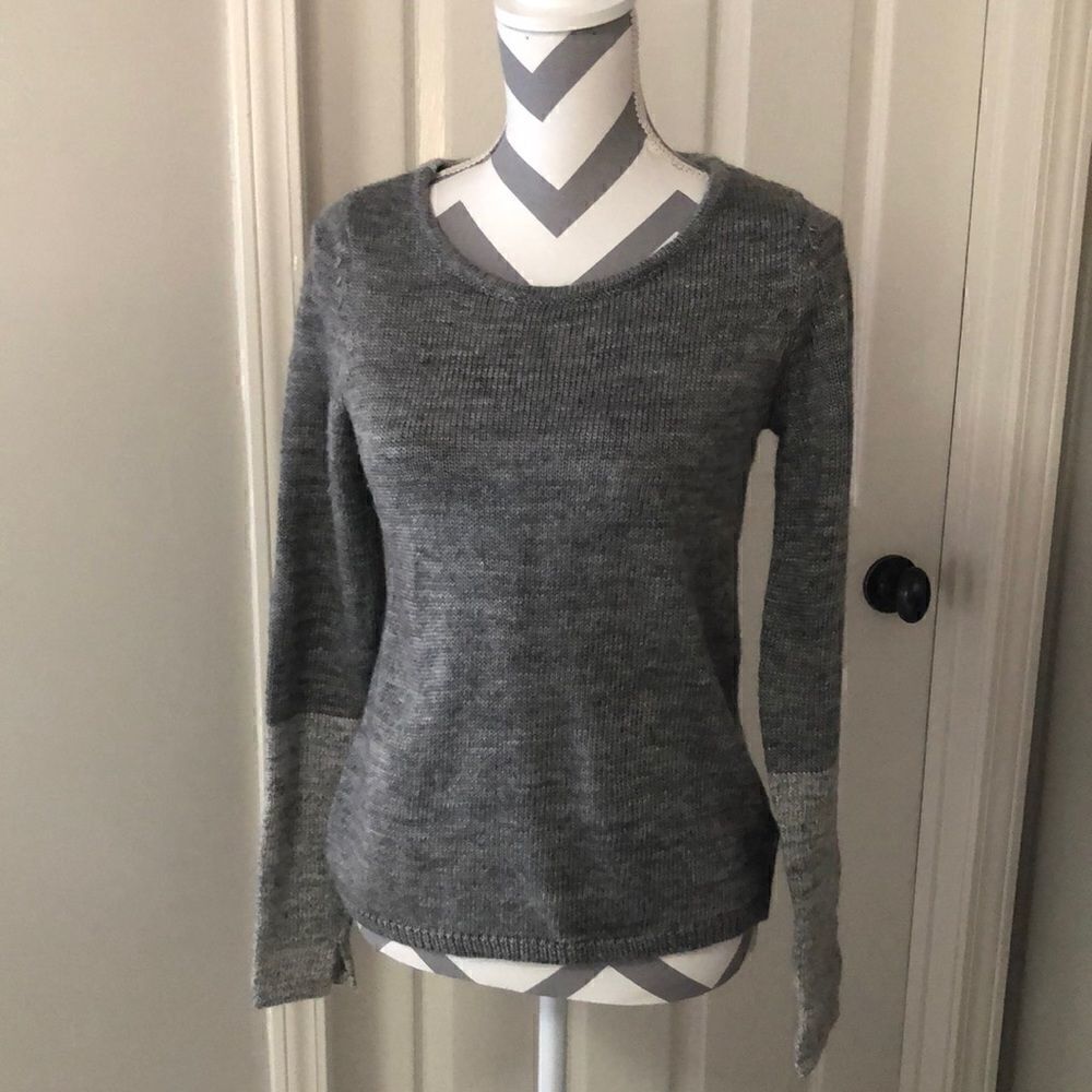Outback Red by the Limited gray mixed media sweater.